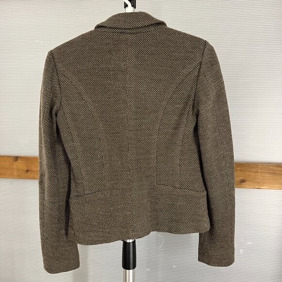 MaxMara Weekend Wool Blend Brown Cream Pattern Unconstructed 2Button Blazer Sz S - Picture 9 of 15